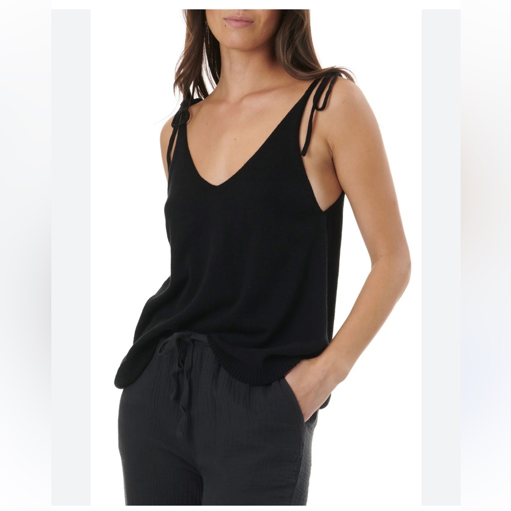 SHEIN Black Knit Tank Top with Tie Straps